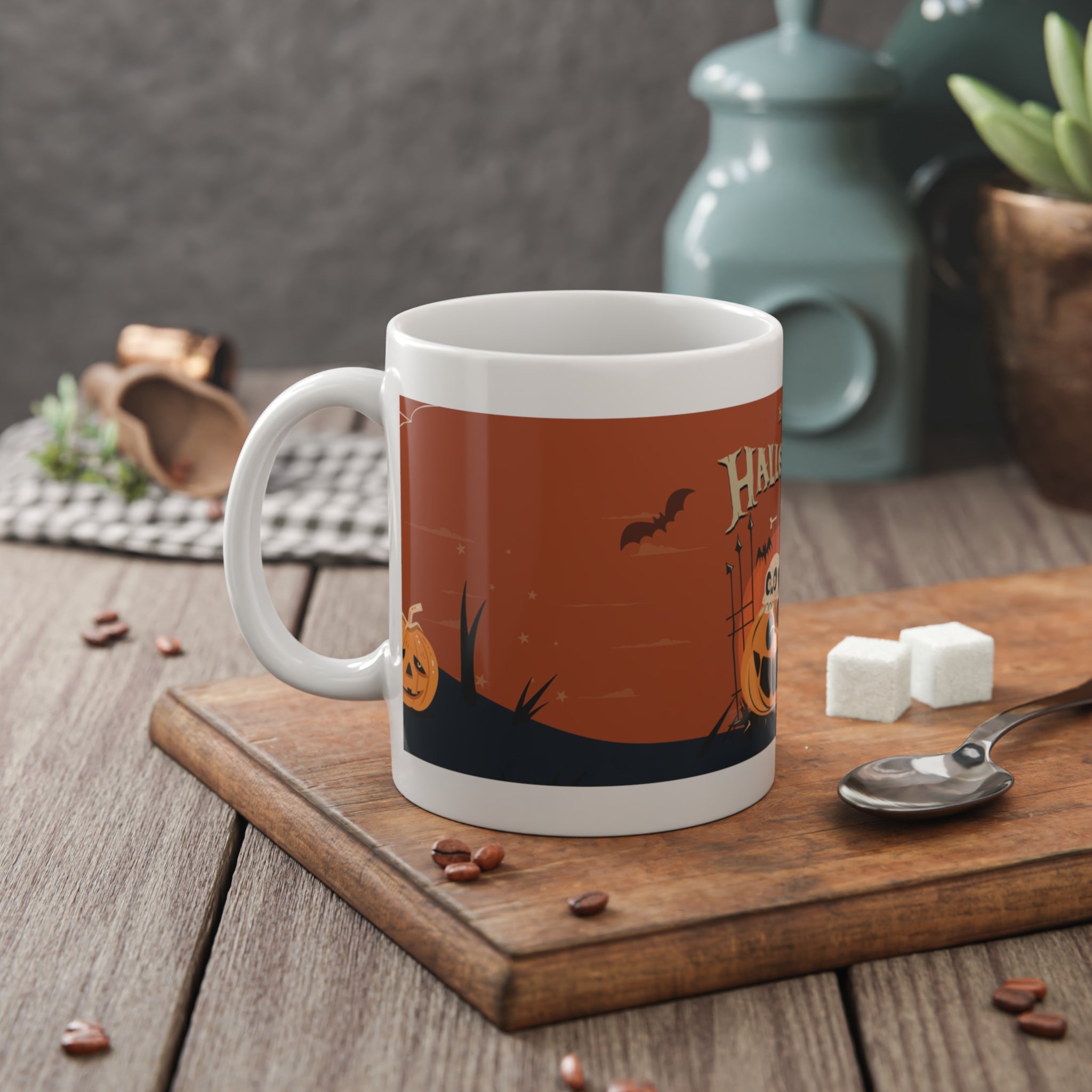 Happy Halloween with Pumpkin | White Ceramic Mug